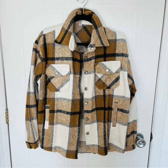 Jackets & Blazers - Plaid Brown Coat